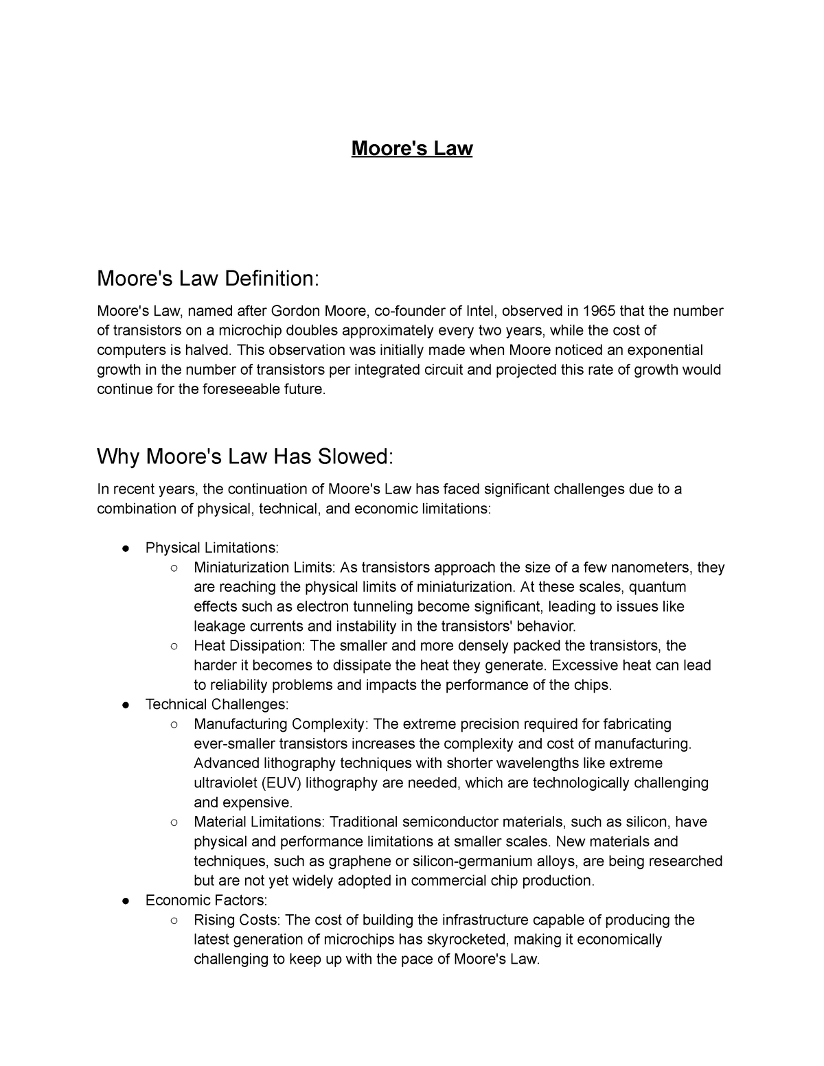 Moore's Law - Moore's Law - Moore's Law Moore's Law Definition: Moore's ...