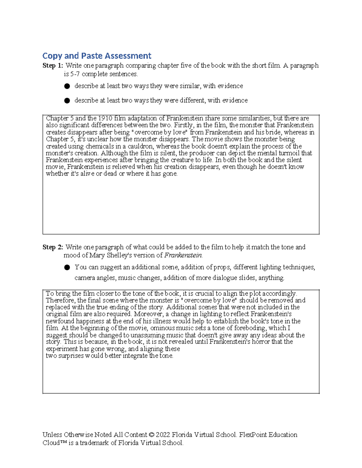 Copy paste assess rubric - Copy and Paste Assessment Step 1: Write one ...