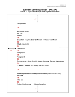 Format For Business Letter Report Memo Reference For Graded Amp Comprhensive Test Obm200 Studocu