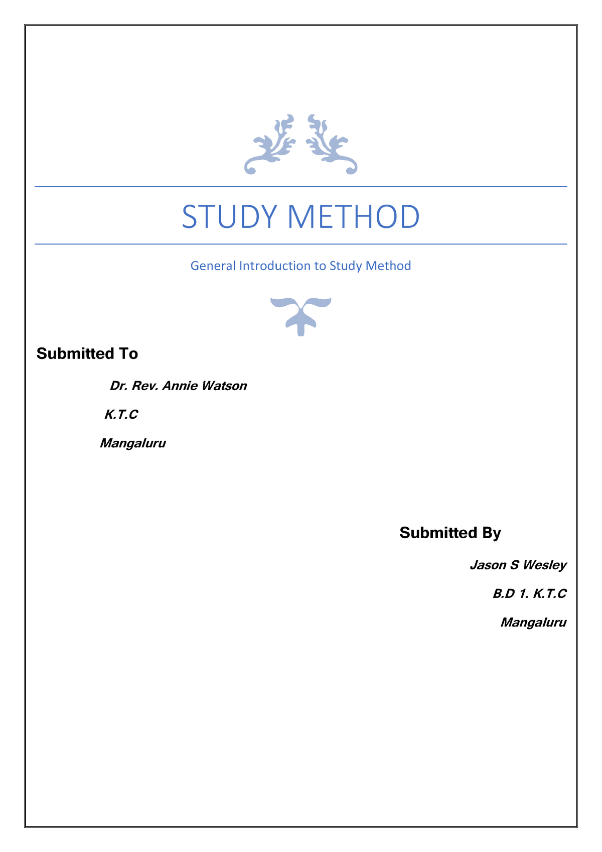 the study assignment method