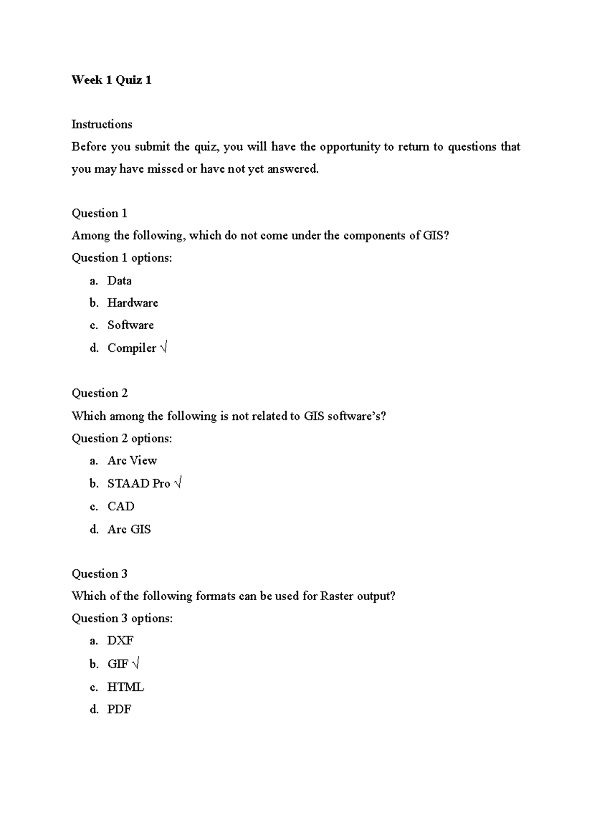 Week 1 Quiz 1 Concepts Of GIS And Remote Sensing In Environmental ...