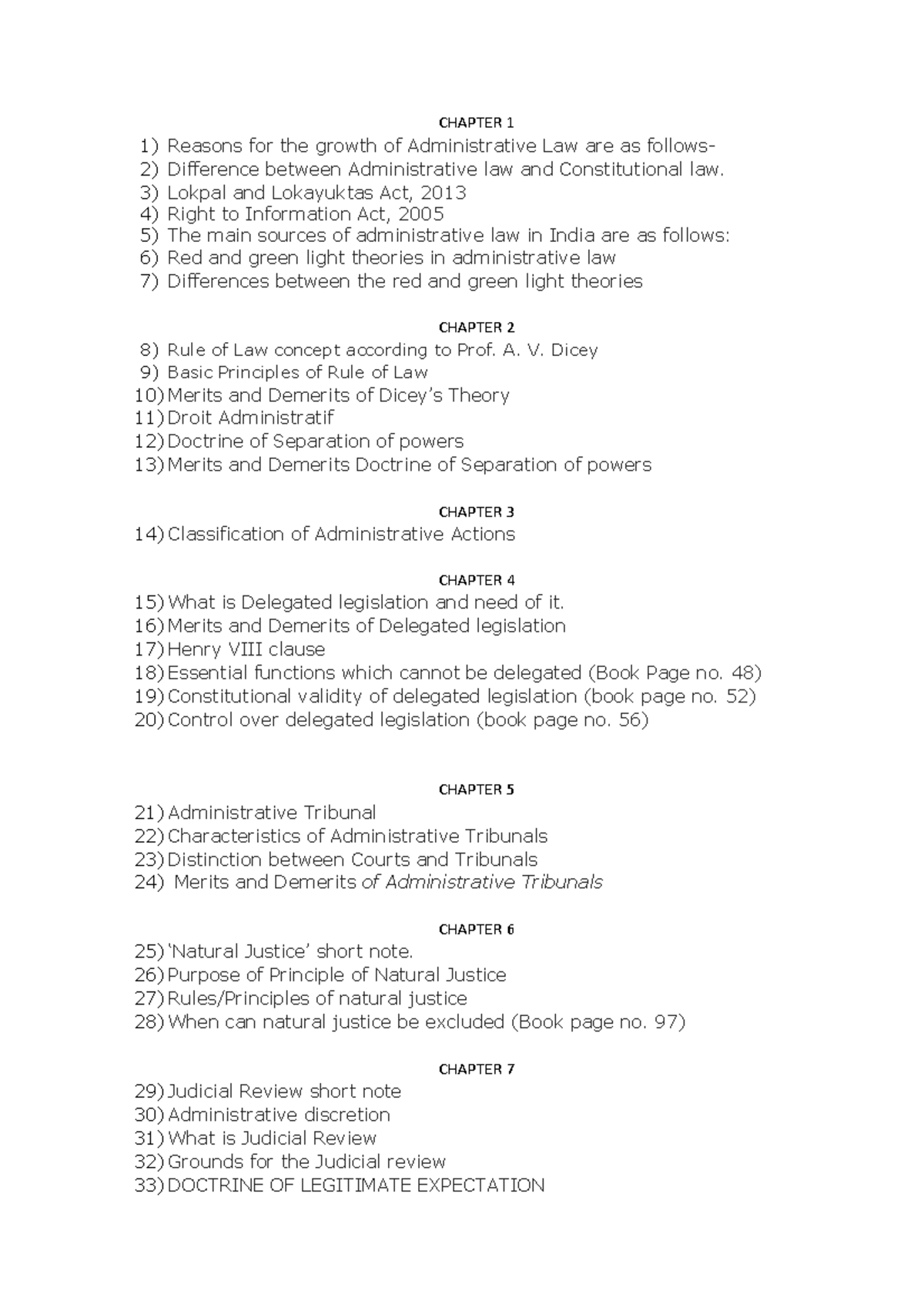Notes - Bachelor of Legislative Law - MU - Studocu