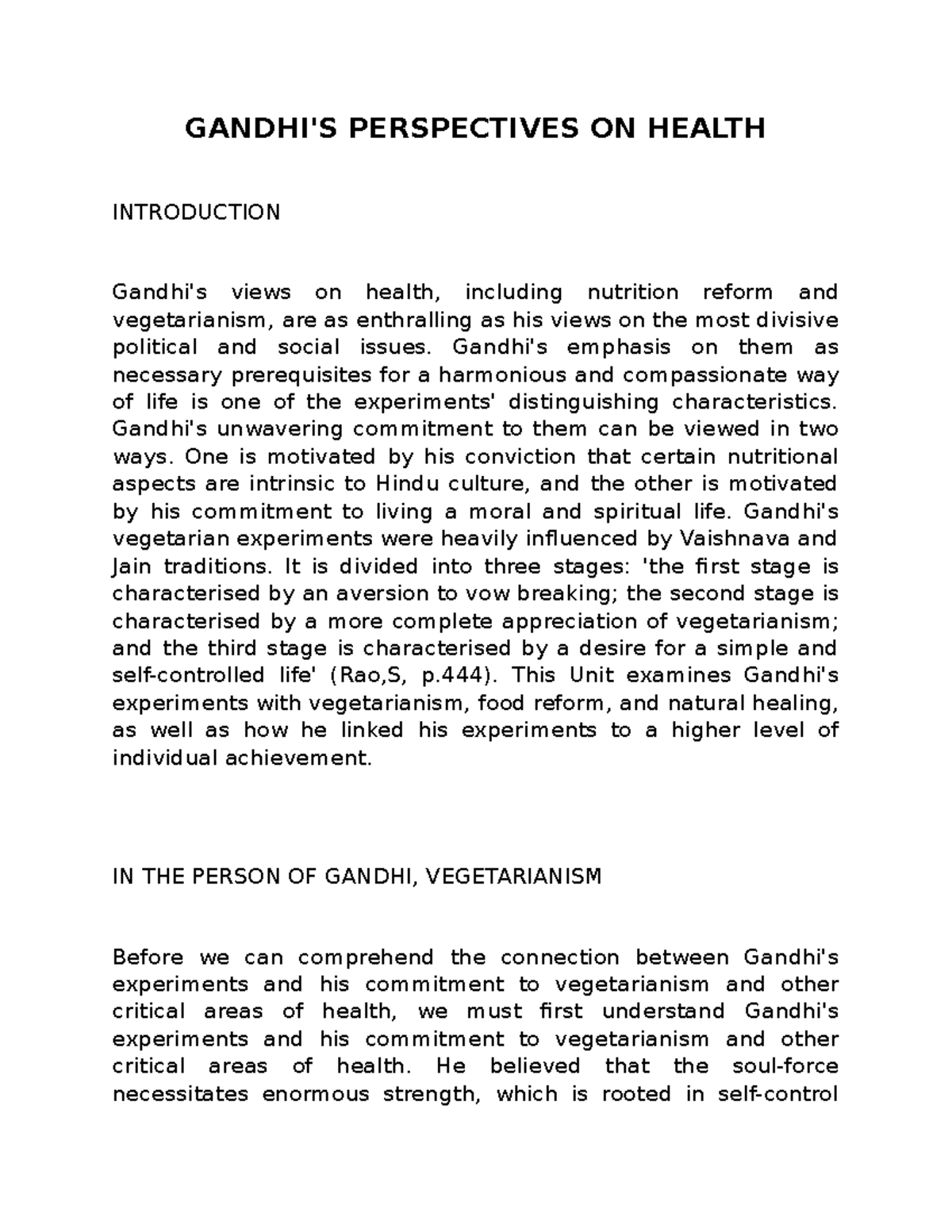 Gandhi'S Perspectives ON Health - GANDHI'S PERSPECTIVES ON HEALTH ...