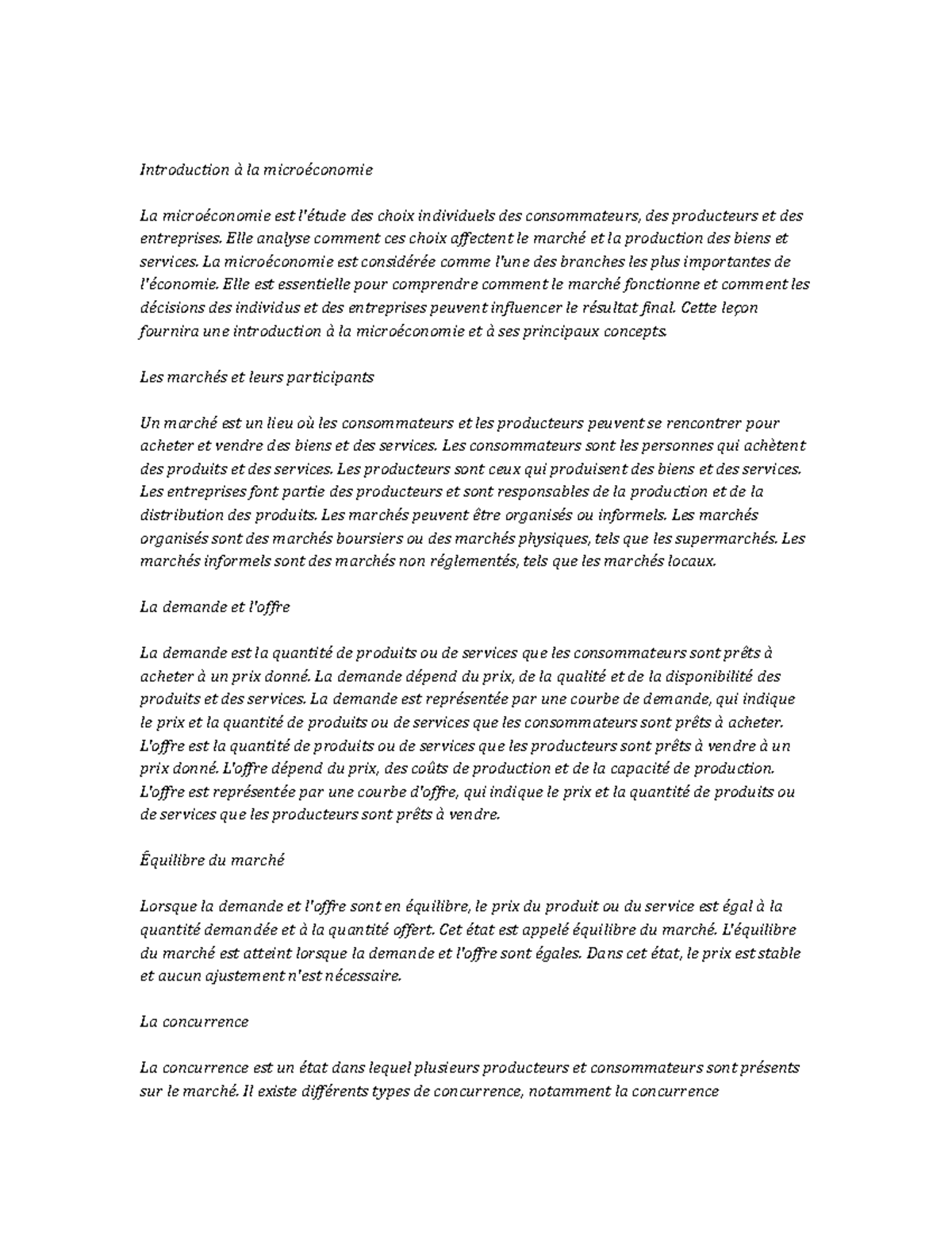 Microeconomics Study Notes - Introduction à la microéconomie La ...