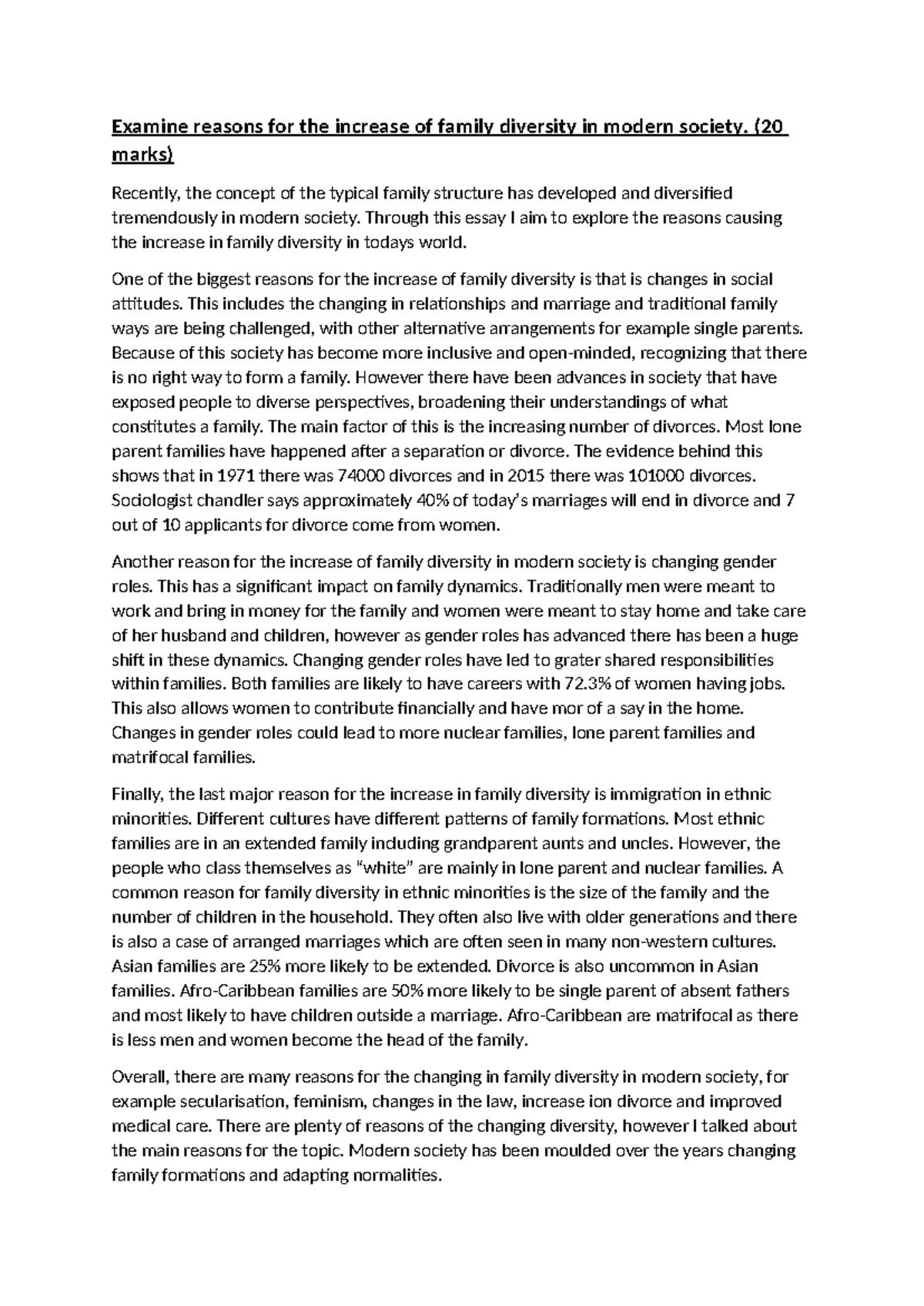 sociology family and households diversity in modern society - Examine ...