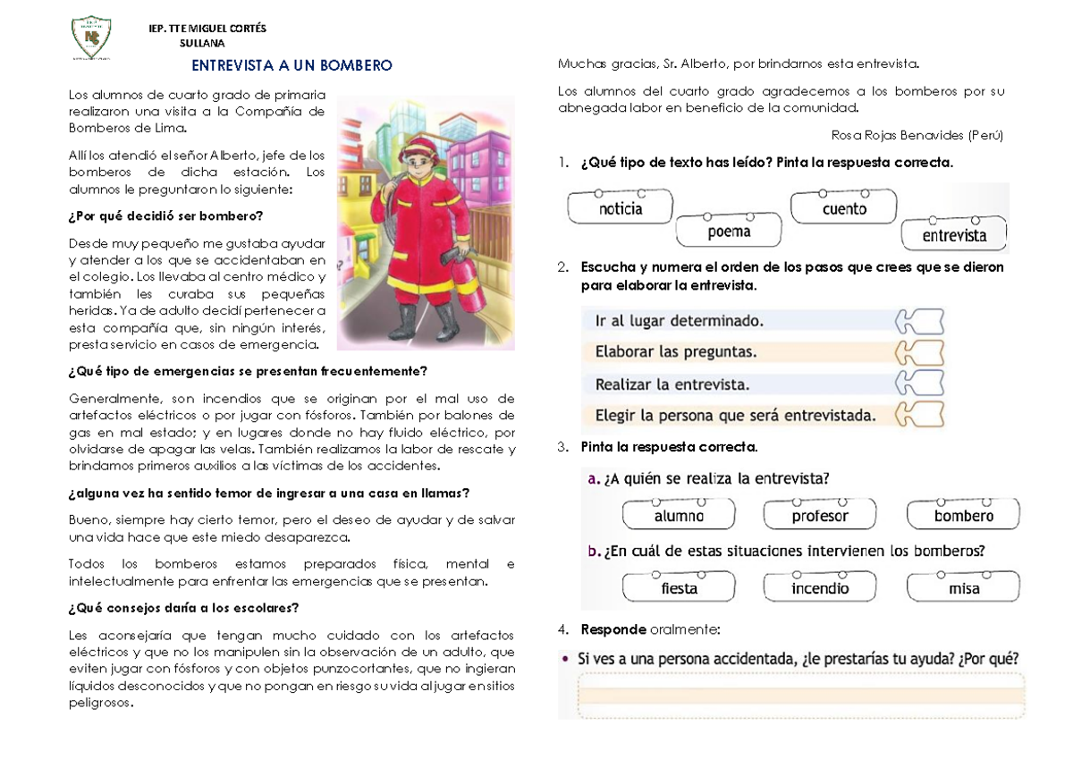 Ficha 03 - PLI - Entrevista A UN Bombero - IEP. TTE MIGUEL CORTÉS