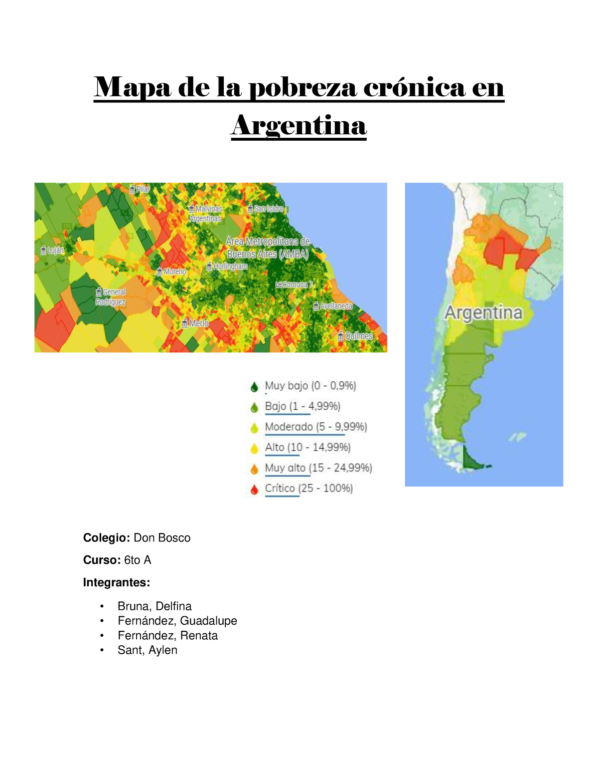 Mapa De La Pobreza Crónica En Argentina 2 Mapa De La Pobreza CrÛnica En Argentina Colegio Don 1171