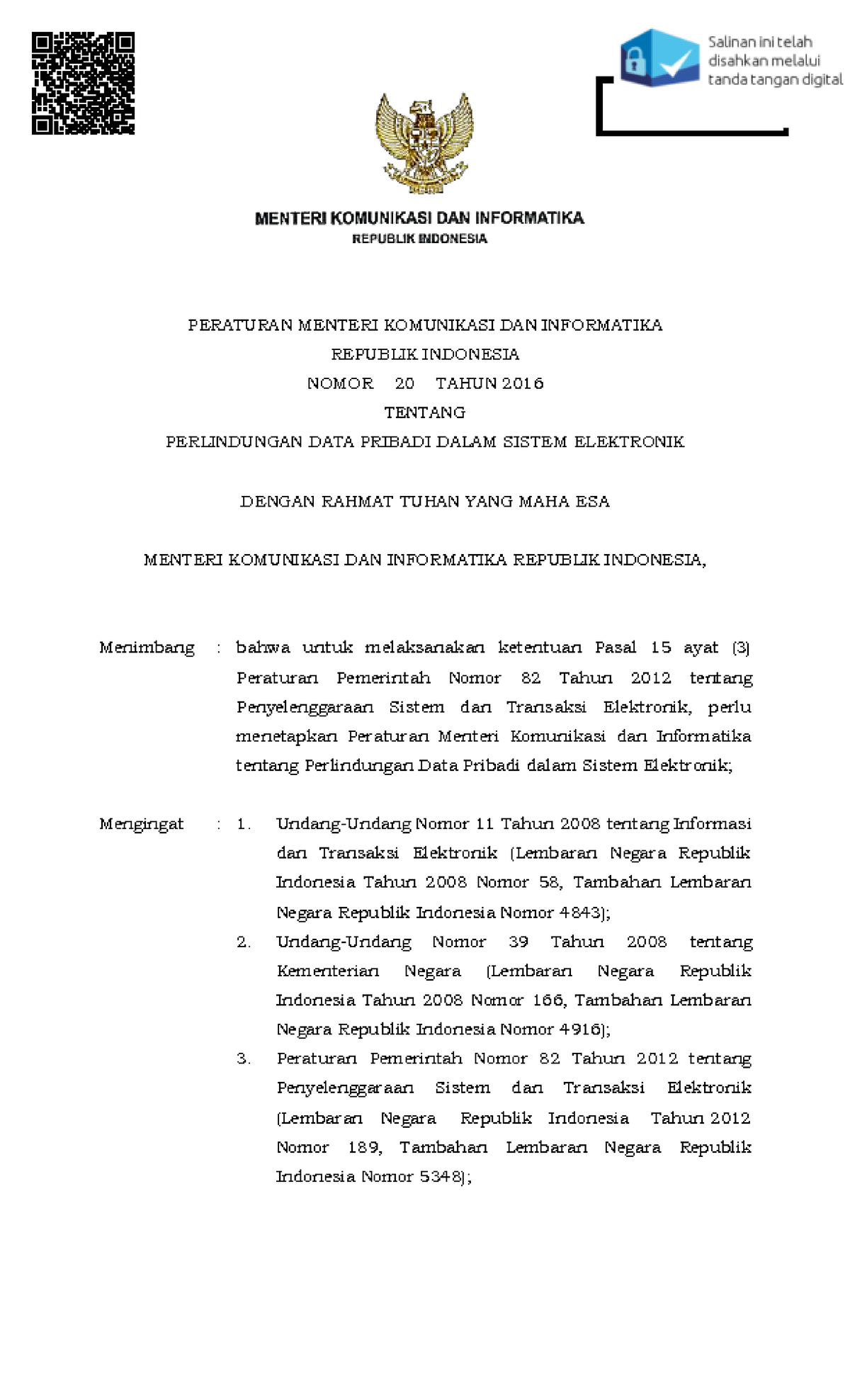 Peraturan+menteri+komunikasi+dan+informatika+nomor+20+tahun+2016 ...