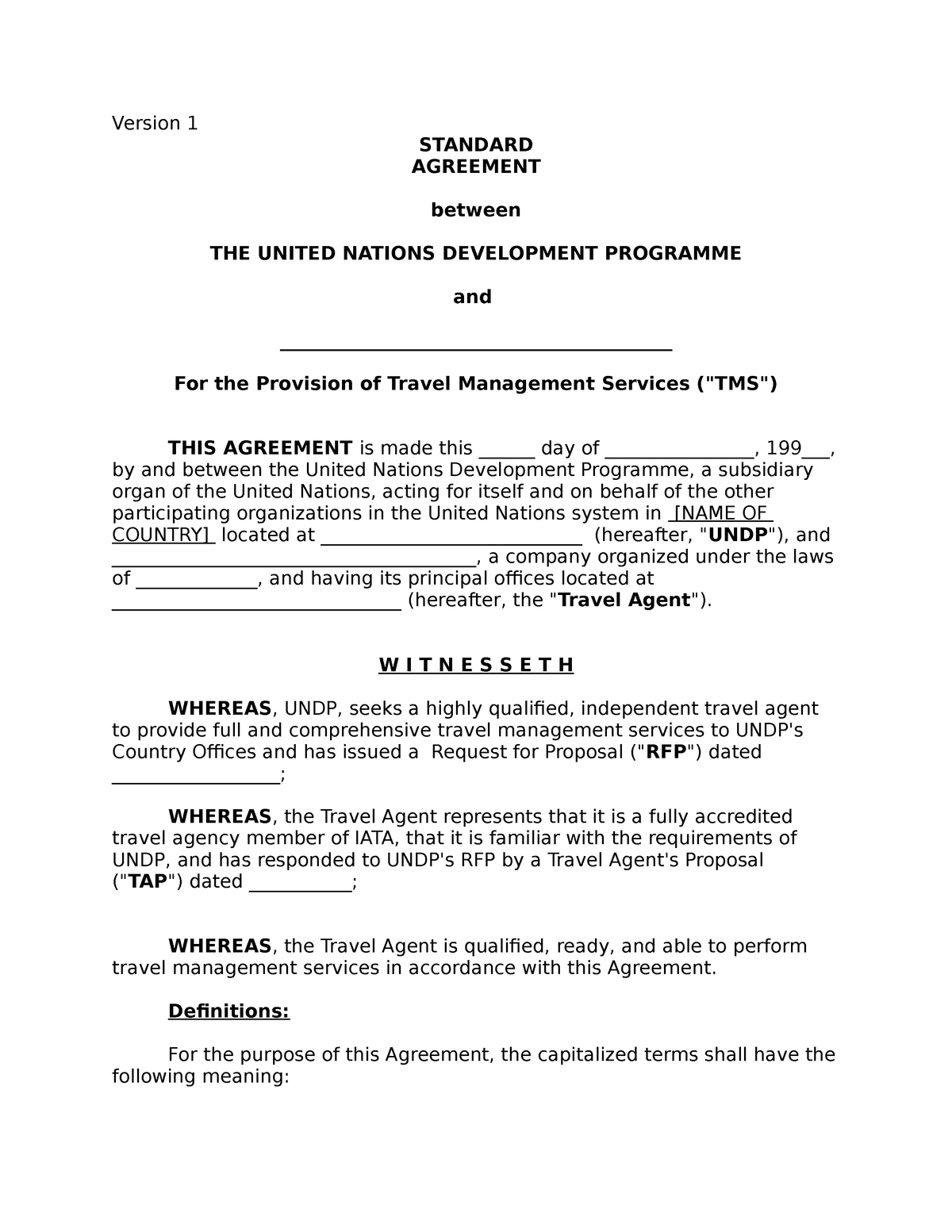 travel agency agreement template