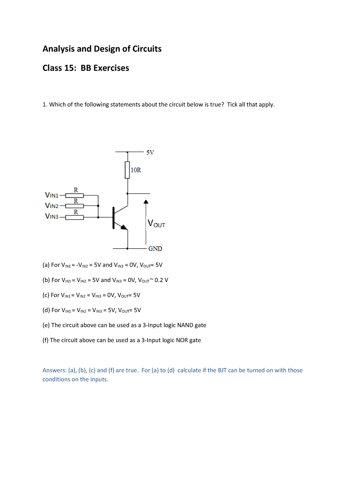 Class 3 Solutions - Analysis Design Circuit - Analysis And Design Of ...