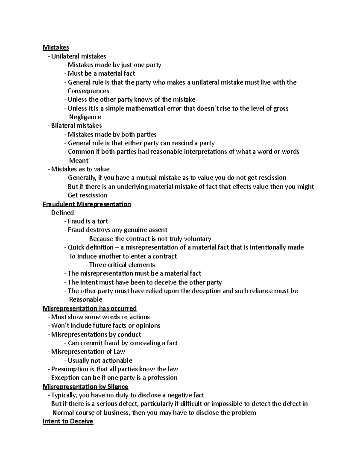 business-law-chpt-15-lecture-notes-mistakes-unilateral-mistakes