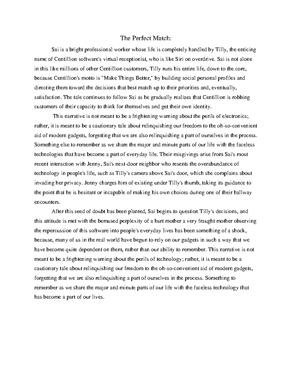 the perfect match essay