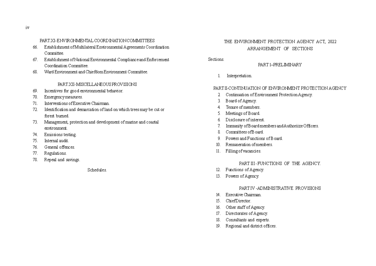 THE Environment Protection Agency ACT, 2022 THE ENVIRONMENT