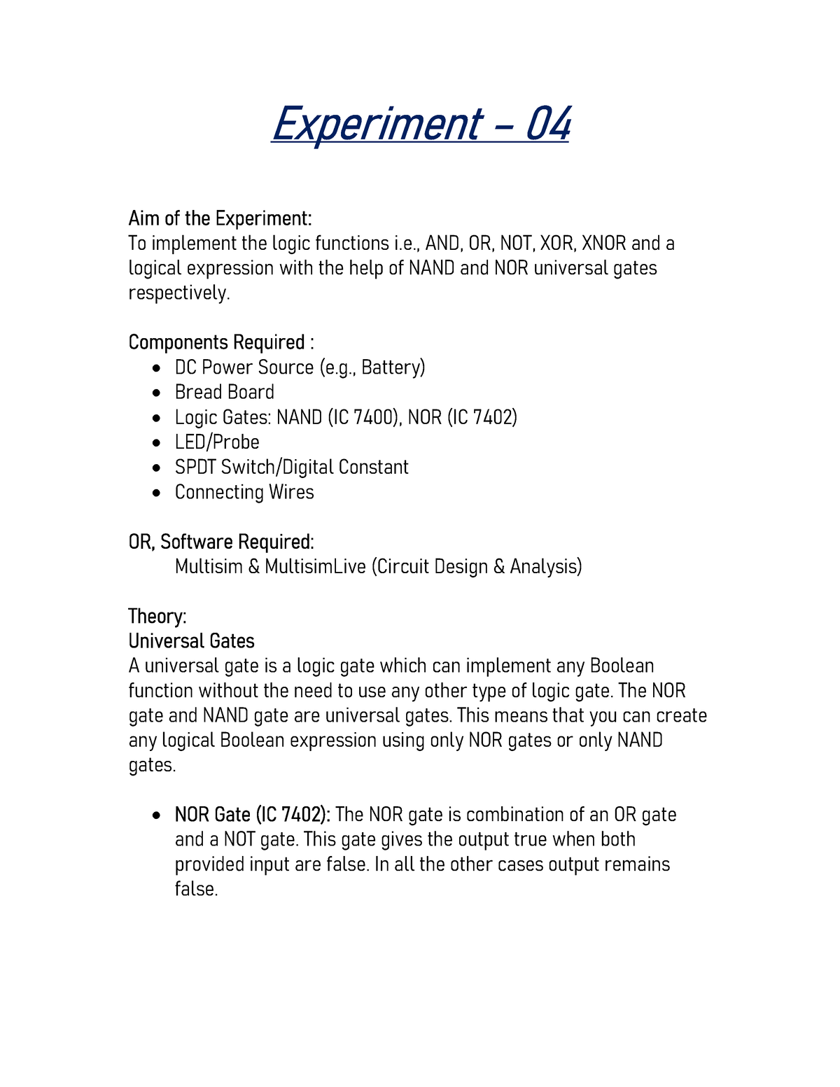 Experiment 4 - Fdda - Experiment – 04 Aim Of The Experiment: To ...