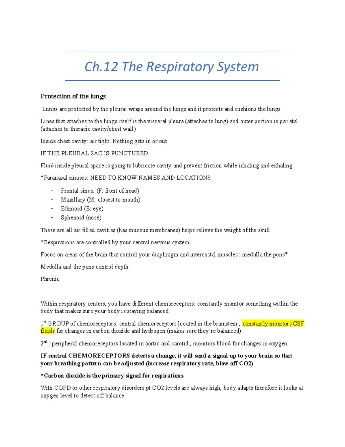 NUR 237 - Ch. 12 Respiratory System - Ch The Respiratory System ...