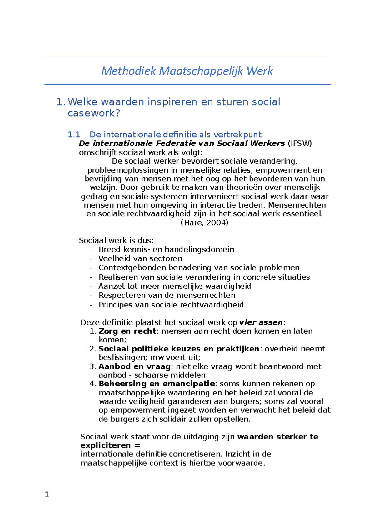 Methodiek Maatschappelijk Werk Welke waarden inspireren en sturen