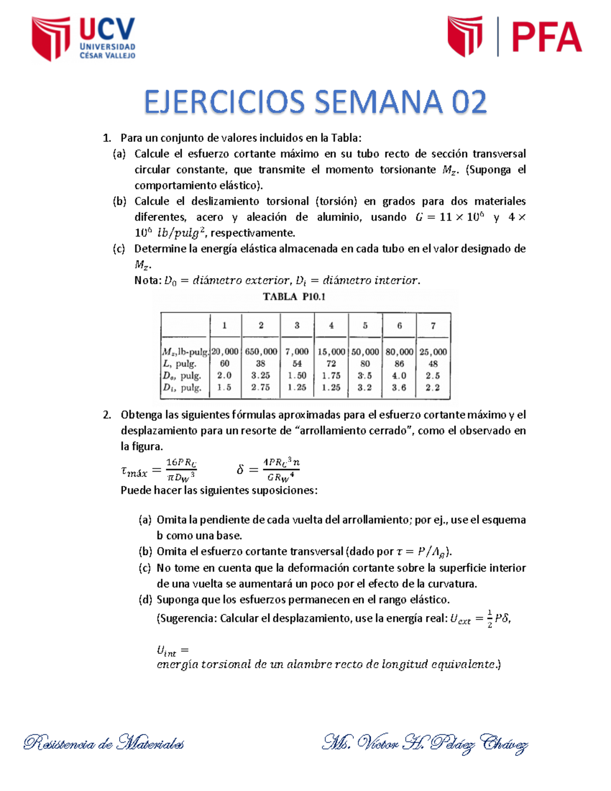 Ejercicios Semana 02 - Problemas De Resistencia De Materiales - Para Un ...