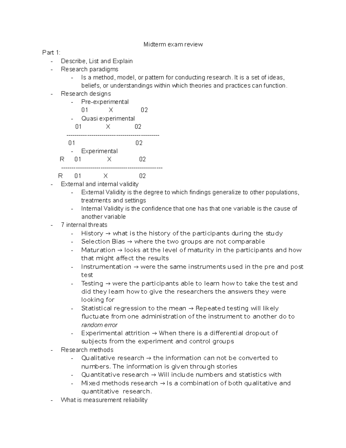 Midterm Exam Review - Midterm Exam Review Part 1: Describe, List And ...