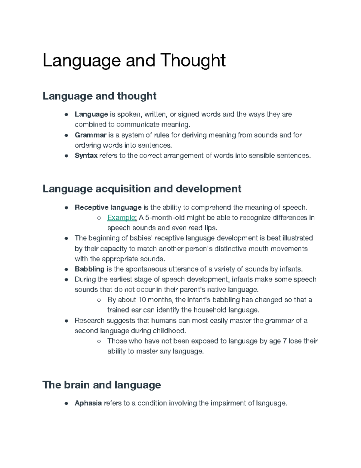 Language and Thought - Professor Frederick - Language and Thought ...