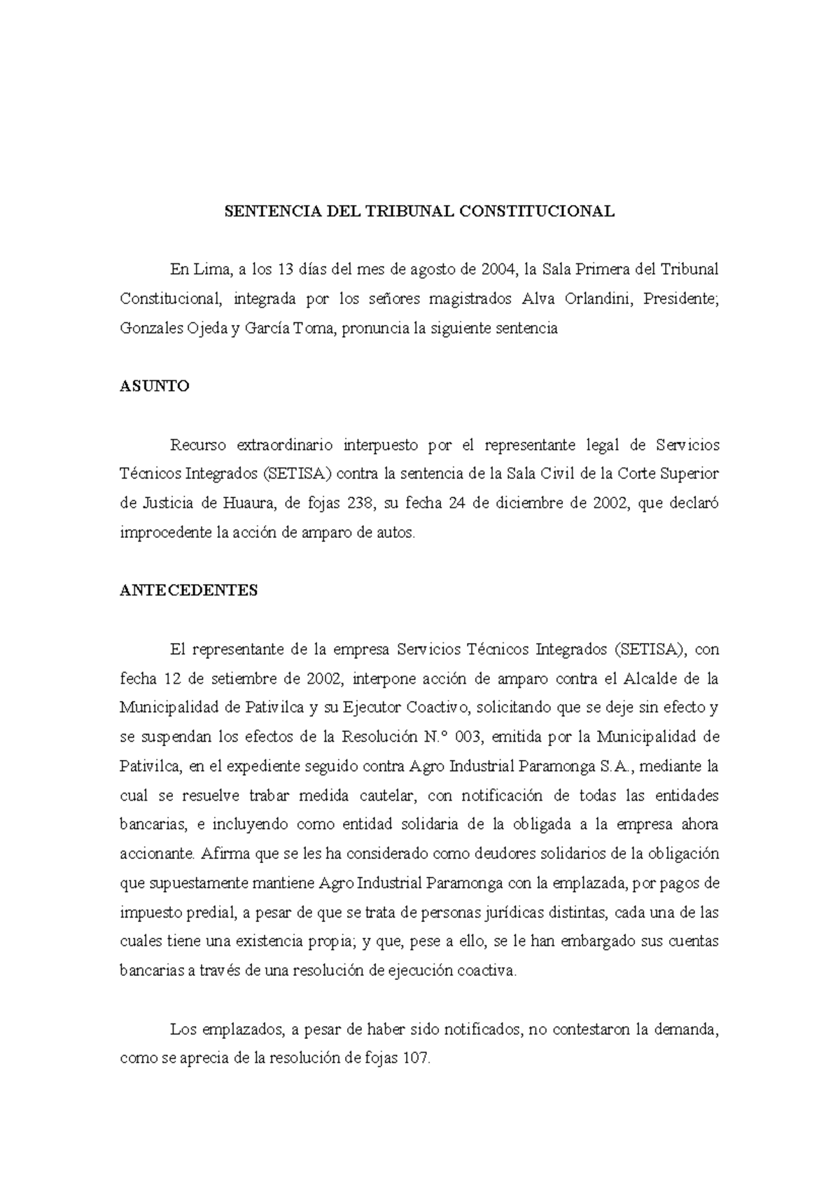 Documento de Sentencia - SENTENCIA DEL TRIBUNAL CONSTITUCIONAL En Lima ...