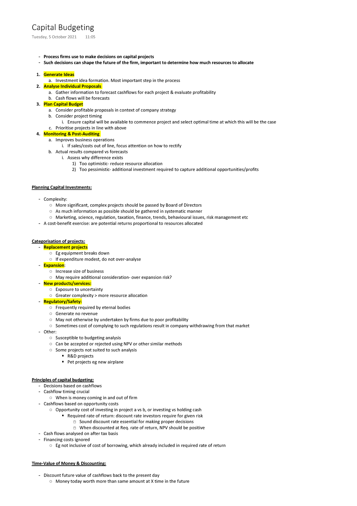 capital budgeting case study with solution pdf