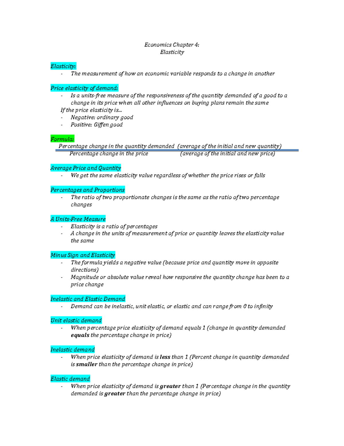 Chapter 4 Elasticity - lecture note - Economics Chapter 4: Elasticity ...