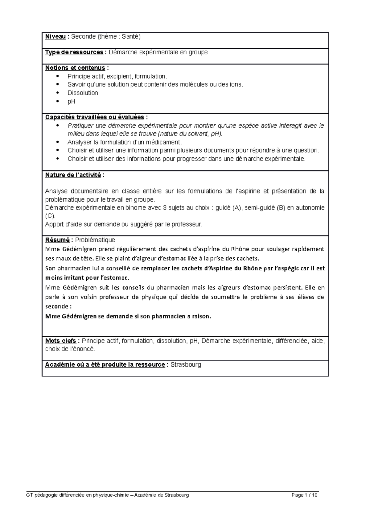La Prise D aspirine Est Elle Sans Danger Sujet Grand Oral Activité expérimentale sur aspirine seconde - - Studocu