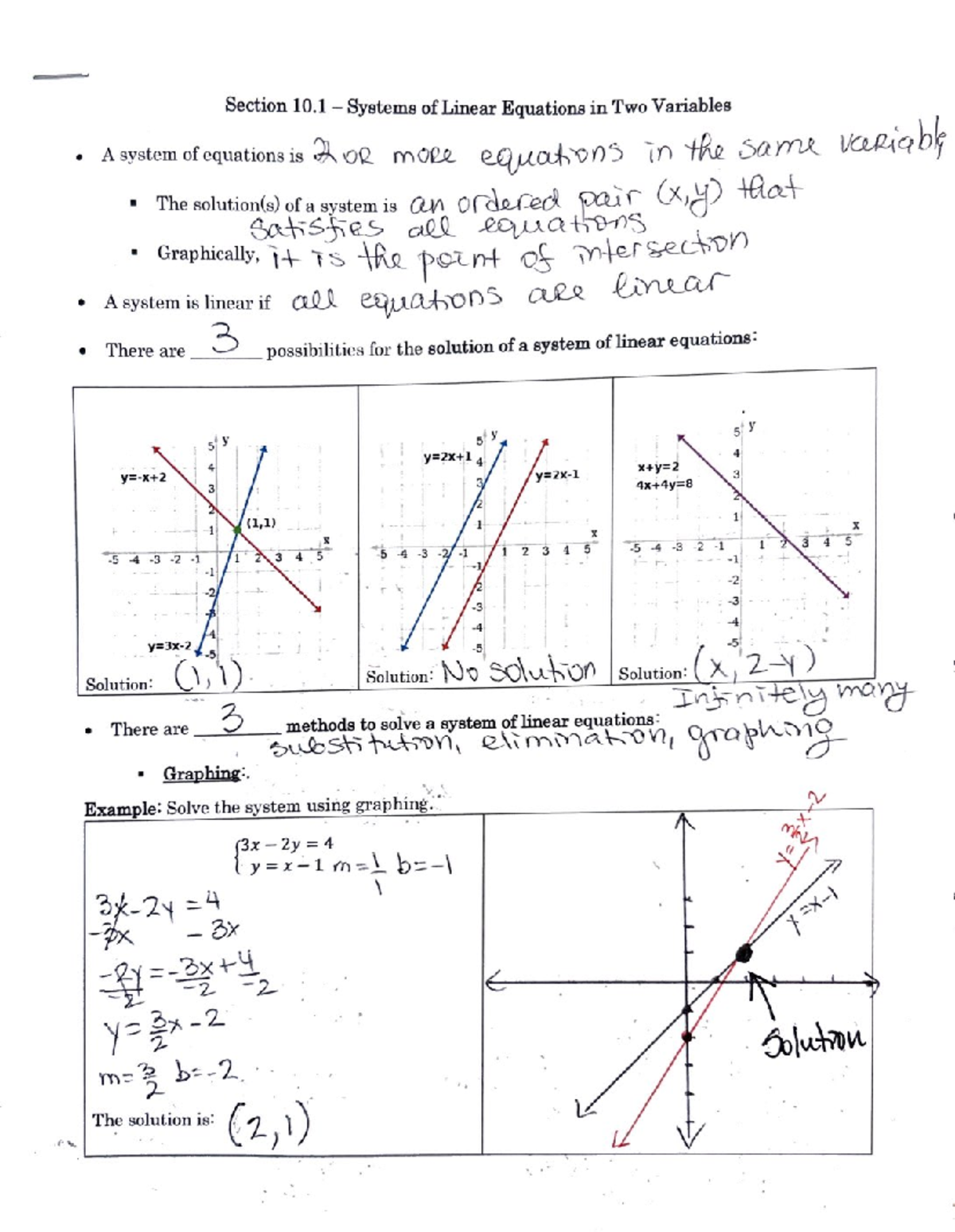 Systemsof Equations Day 1 - Section 10 Systems of Linear Equations in ...