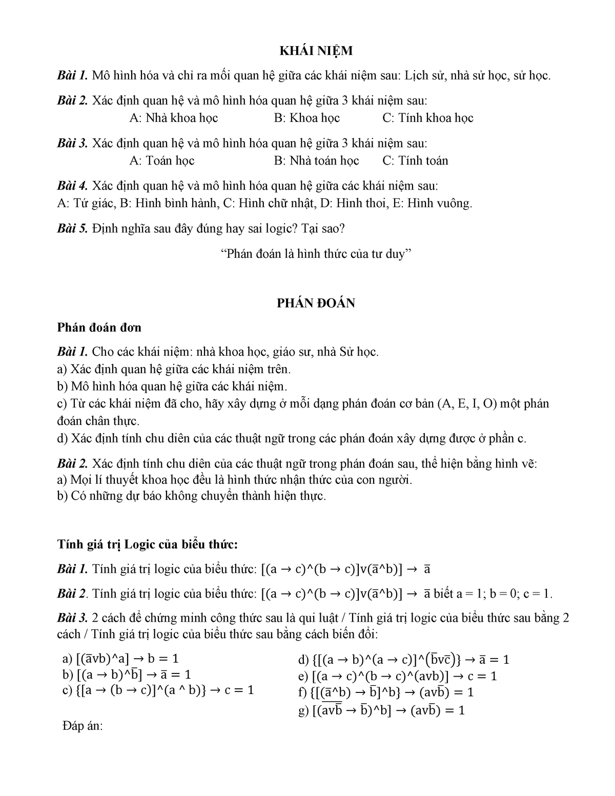 Bài Tập Logic Học Đại Cương Có Đáp Án: Giải Đáp Tất Cả Thắc Mắc Của Bạn