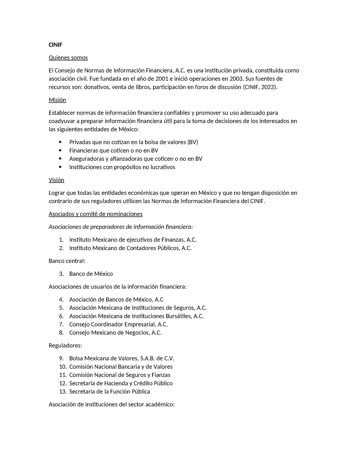 Cinif - NIF - CINIF Quienes Somos El Consejo De Normas De Información ...