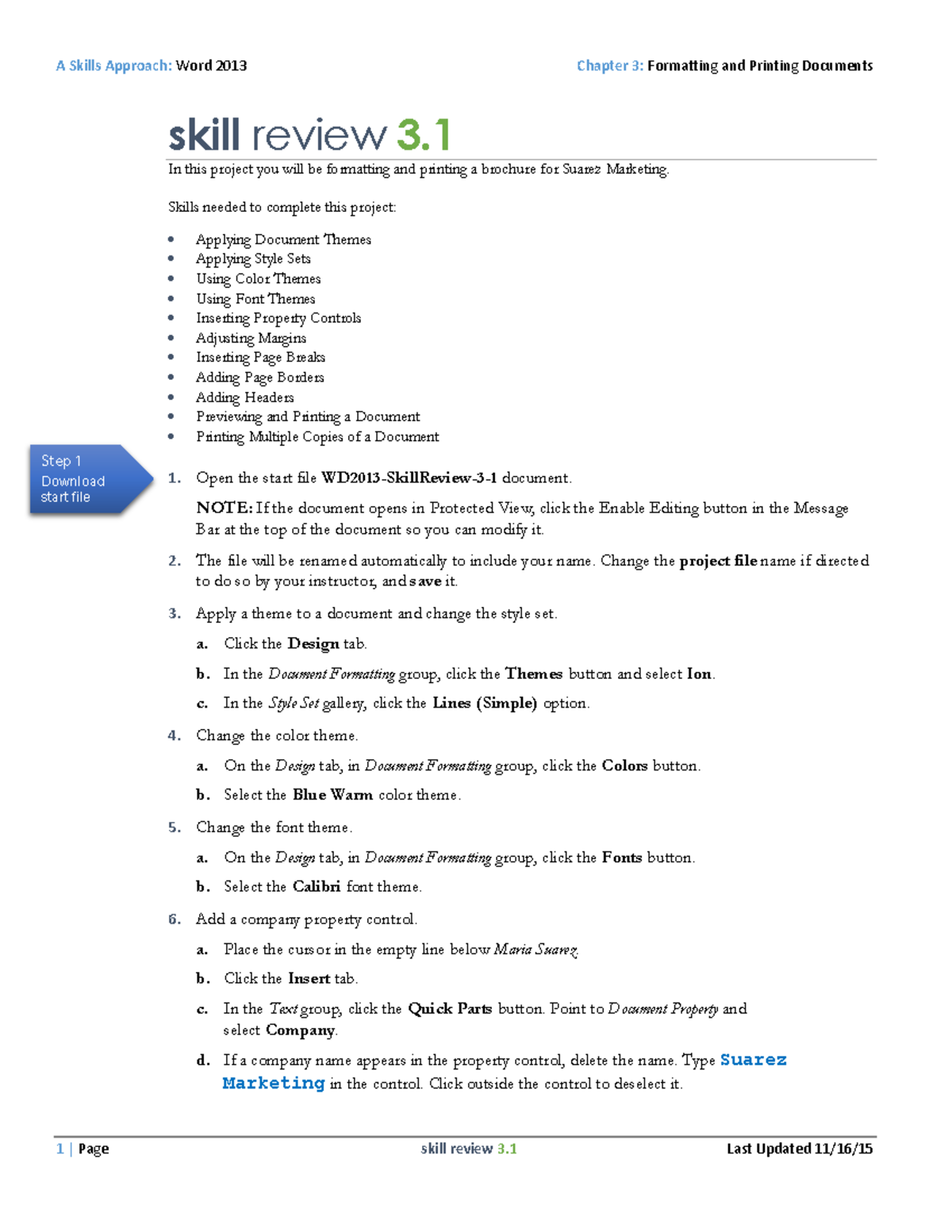 WD2013 Skill Review 3 1 instructions - A Skills Approach: Word 2013 ...
