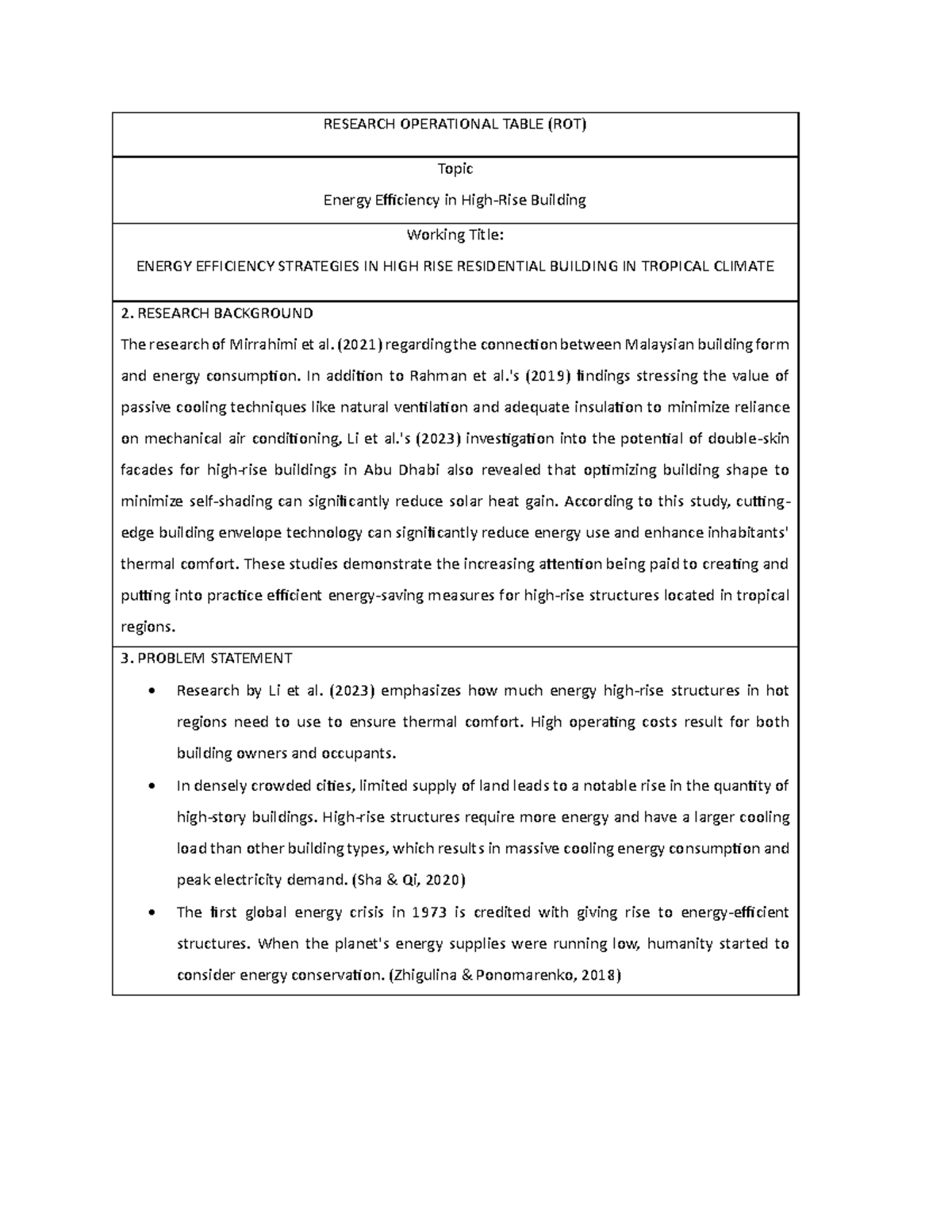 ROT Research Proposal - RESEARCH OPERATIONAL TABLE (ROT) Topic Energy ...