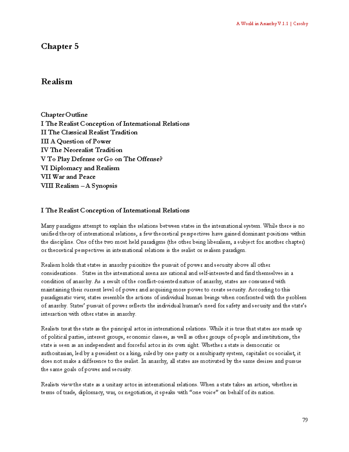 OER+INR+Realism+Version+1 1 - Chapter 5 Realism Chapter Outline I The ...