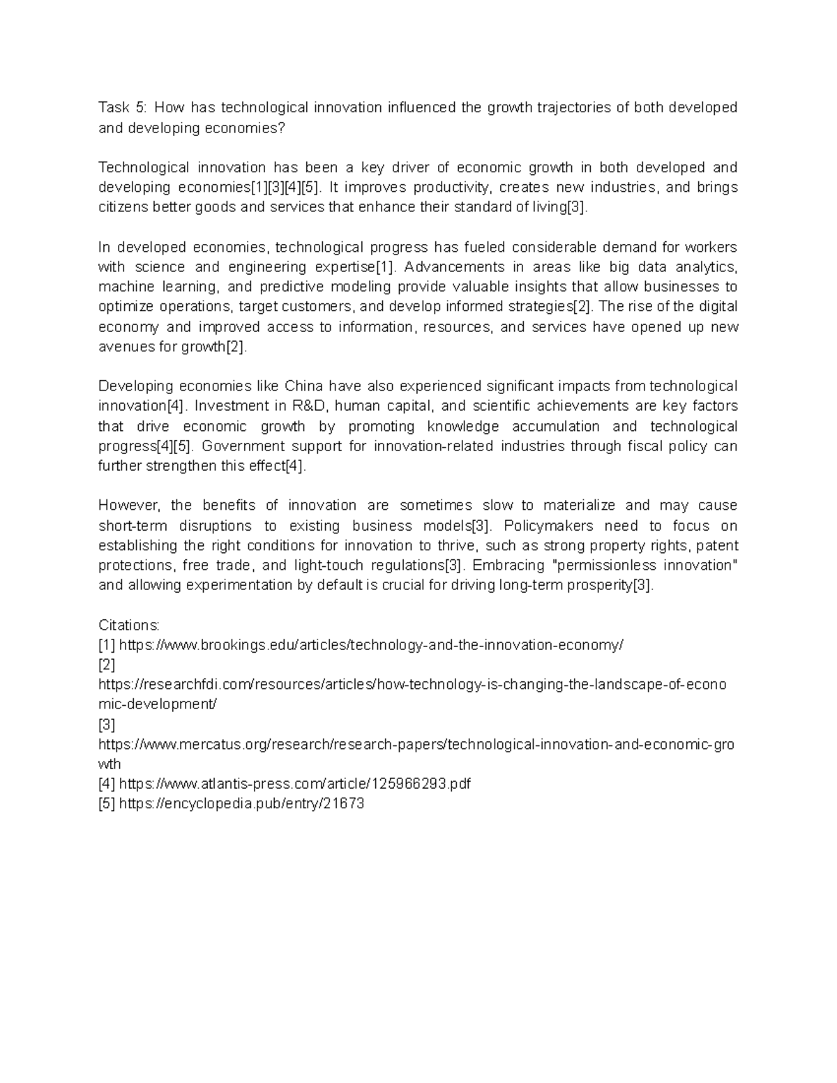 Econtask 5 - Essay assignment - Task 5: How has technological ...