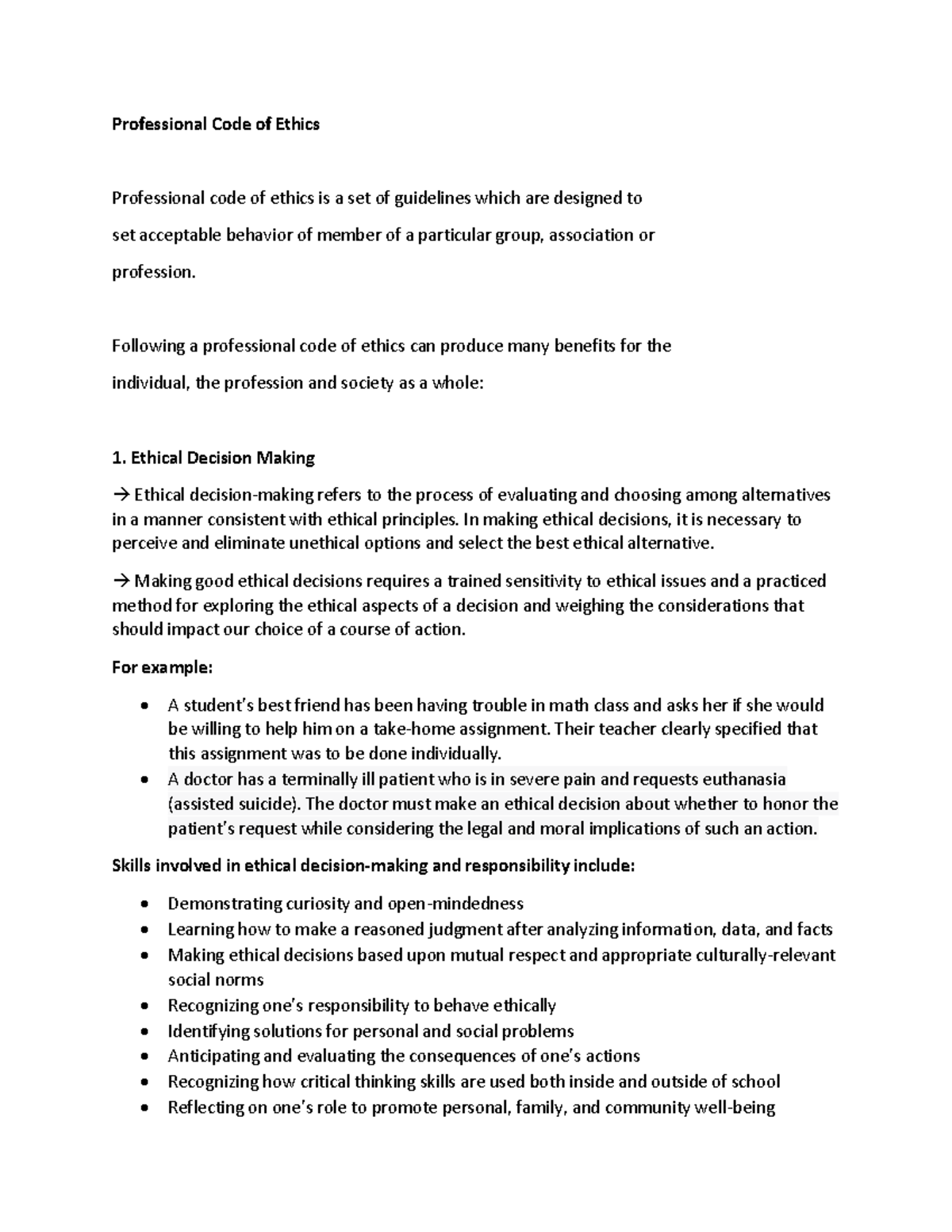 Professional Code of Ethics Professional Code of Ethics Professional