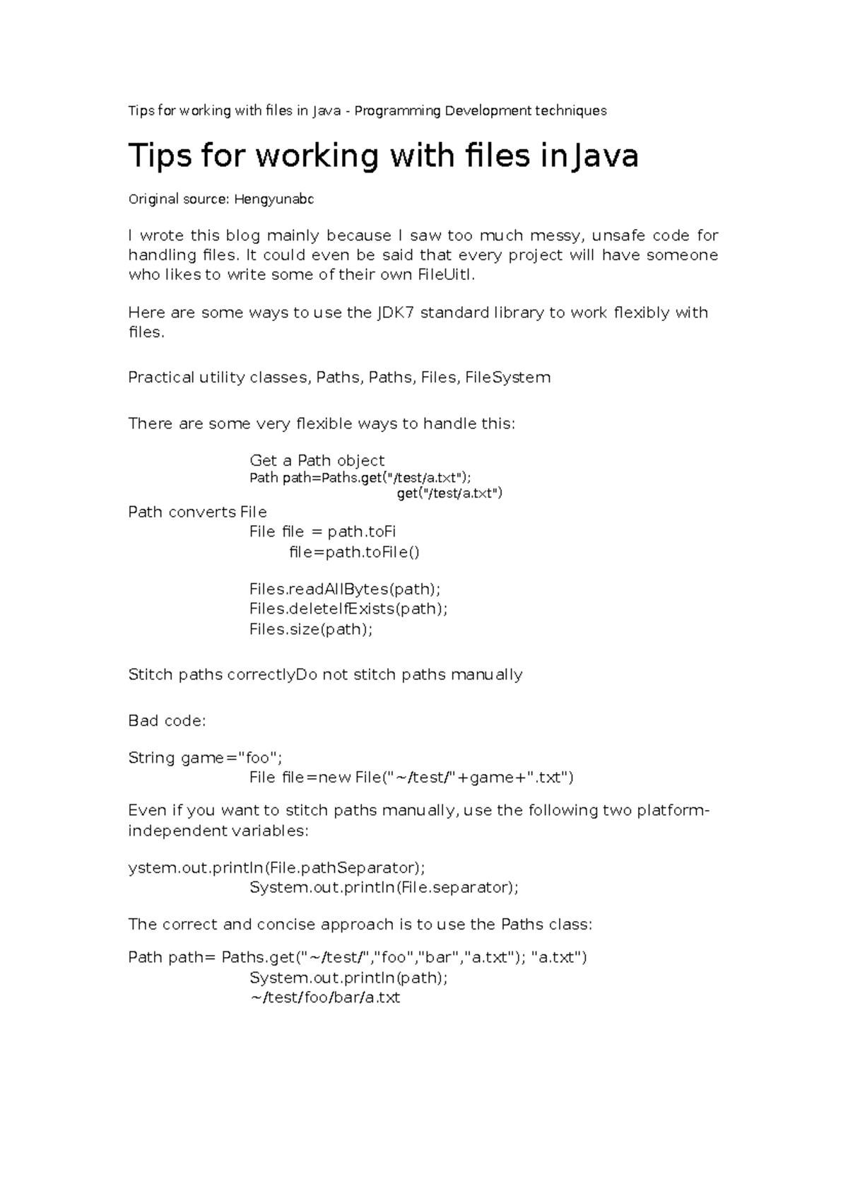 Tips for working with files in Java - It could even be said that every ...