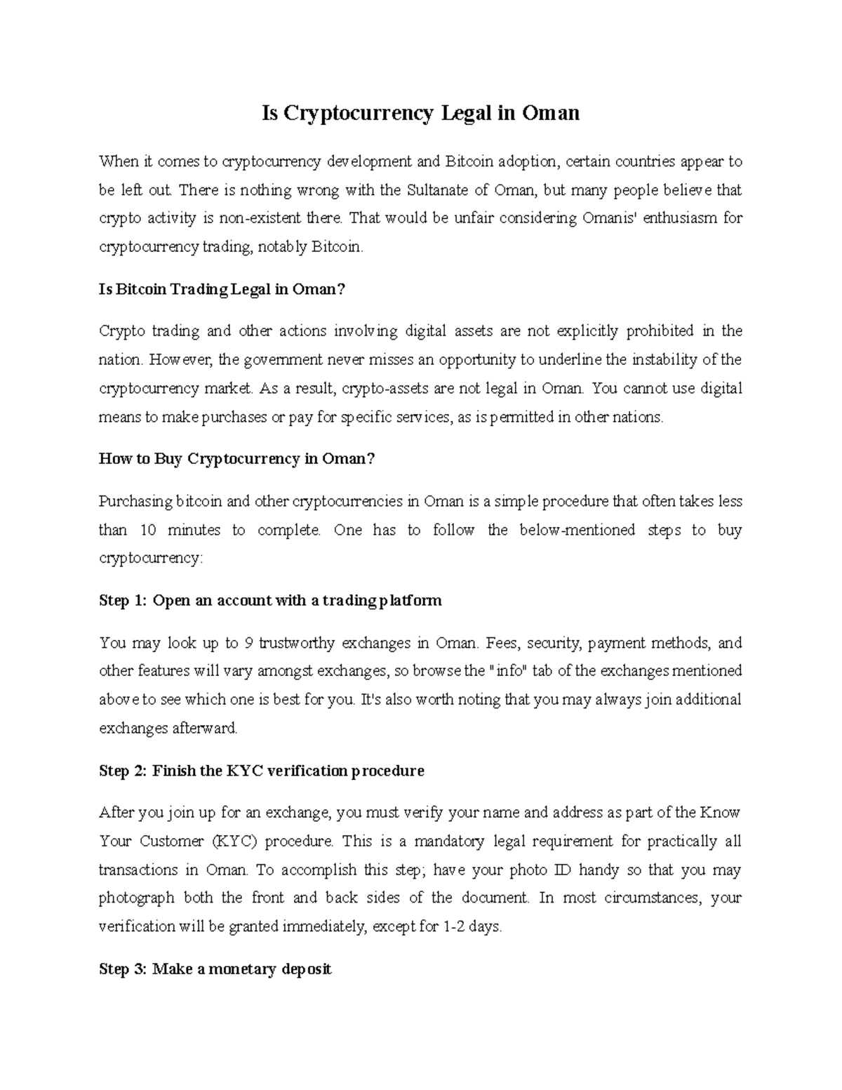 Is Cryptocurrency Legal in Oman There is nothing wrong with the