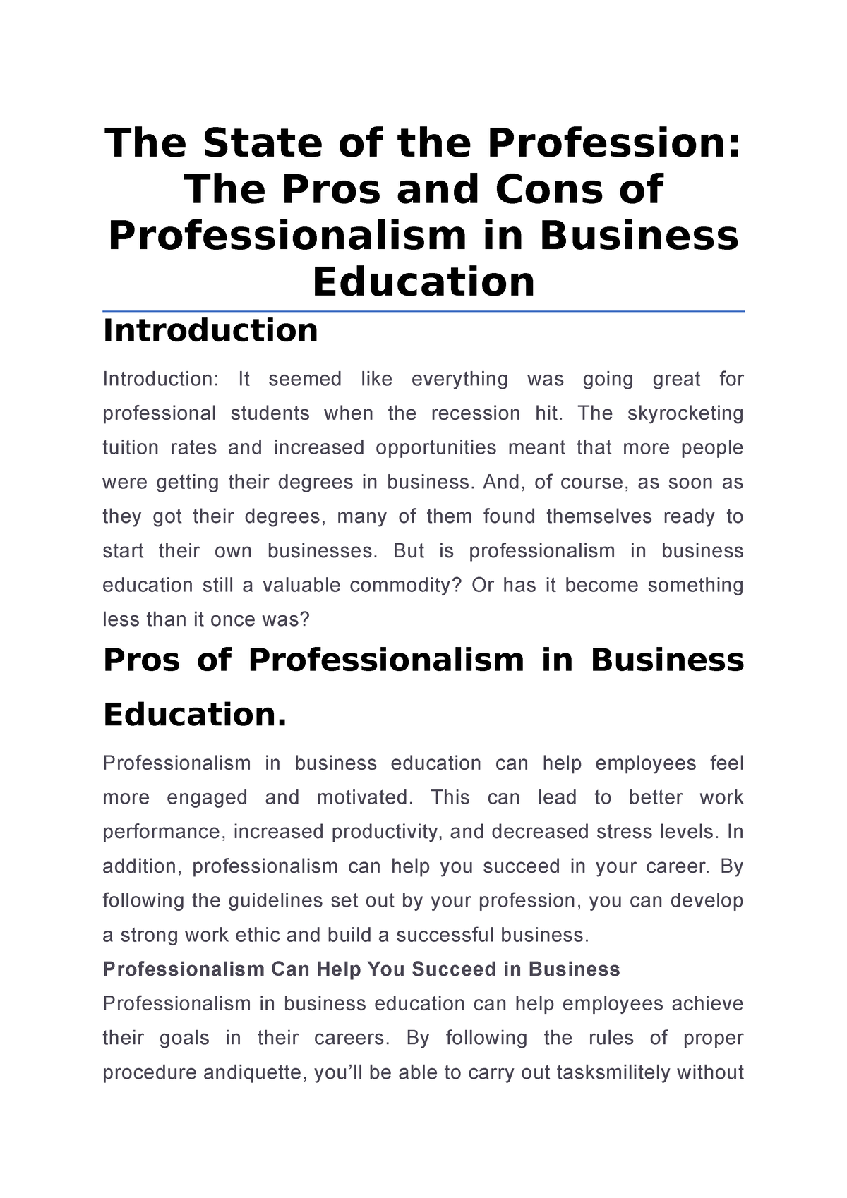 The State Of The Profession The Pros And Cons Of Professionalism In ...