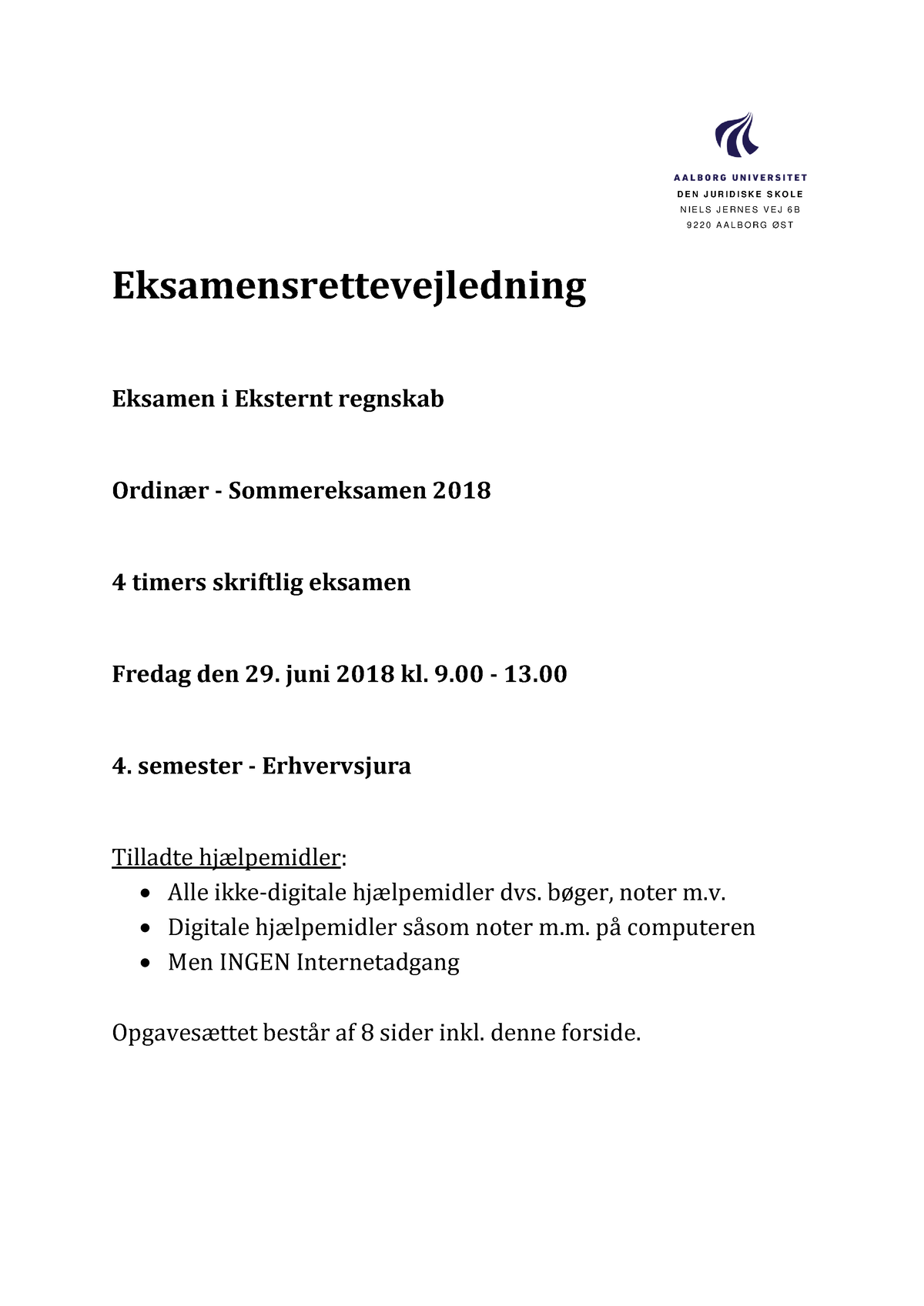 Eksternt Regnskab - Eksamensrettevejledning - Eksamensrettevejledning ...