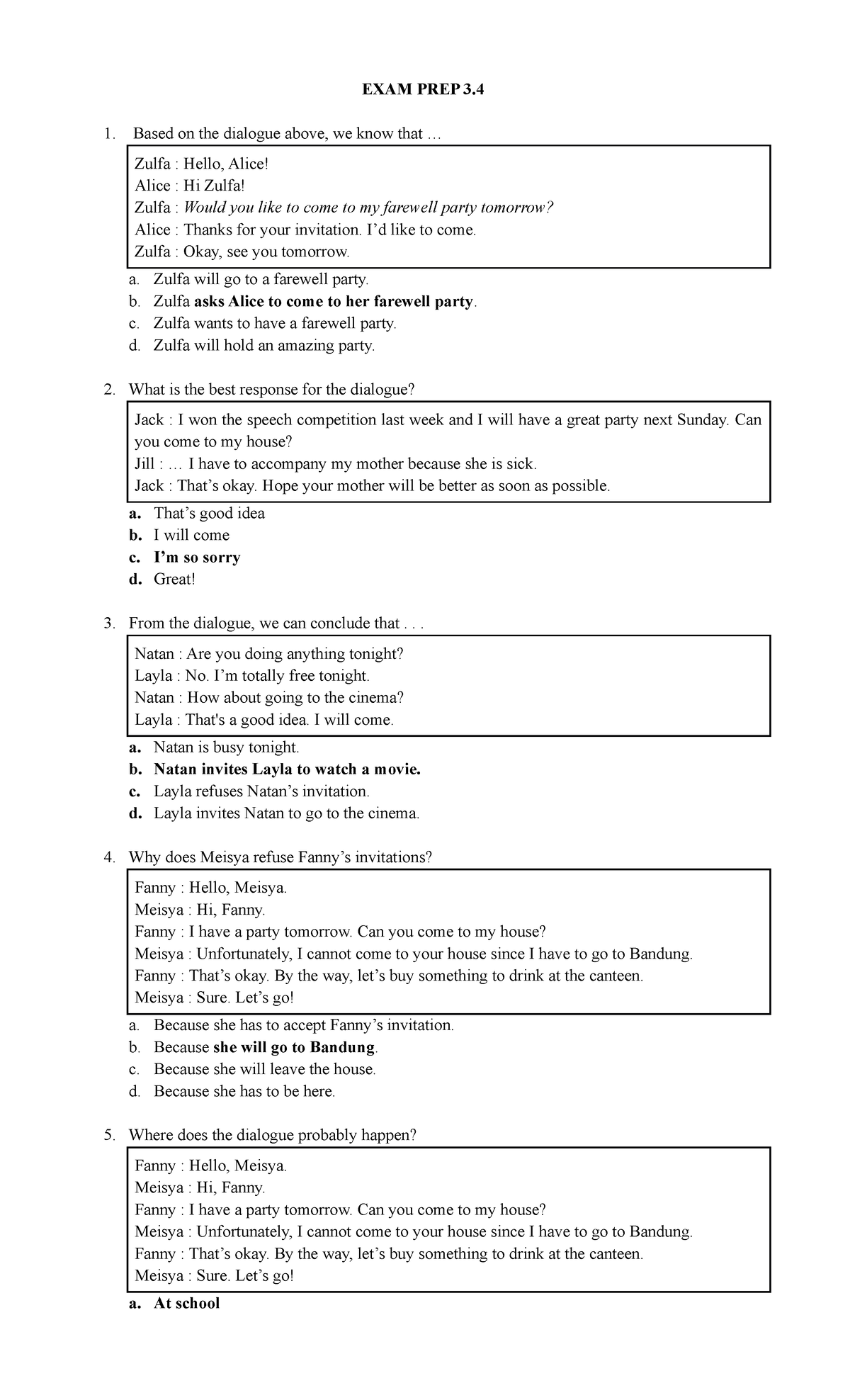 Other Exam Prep JS - Exam preparation English - EXAM PREP 3. Based on ...