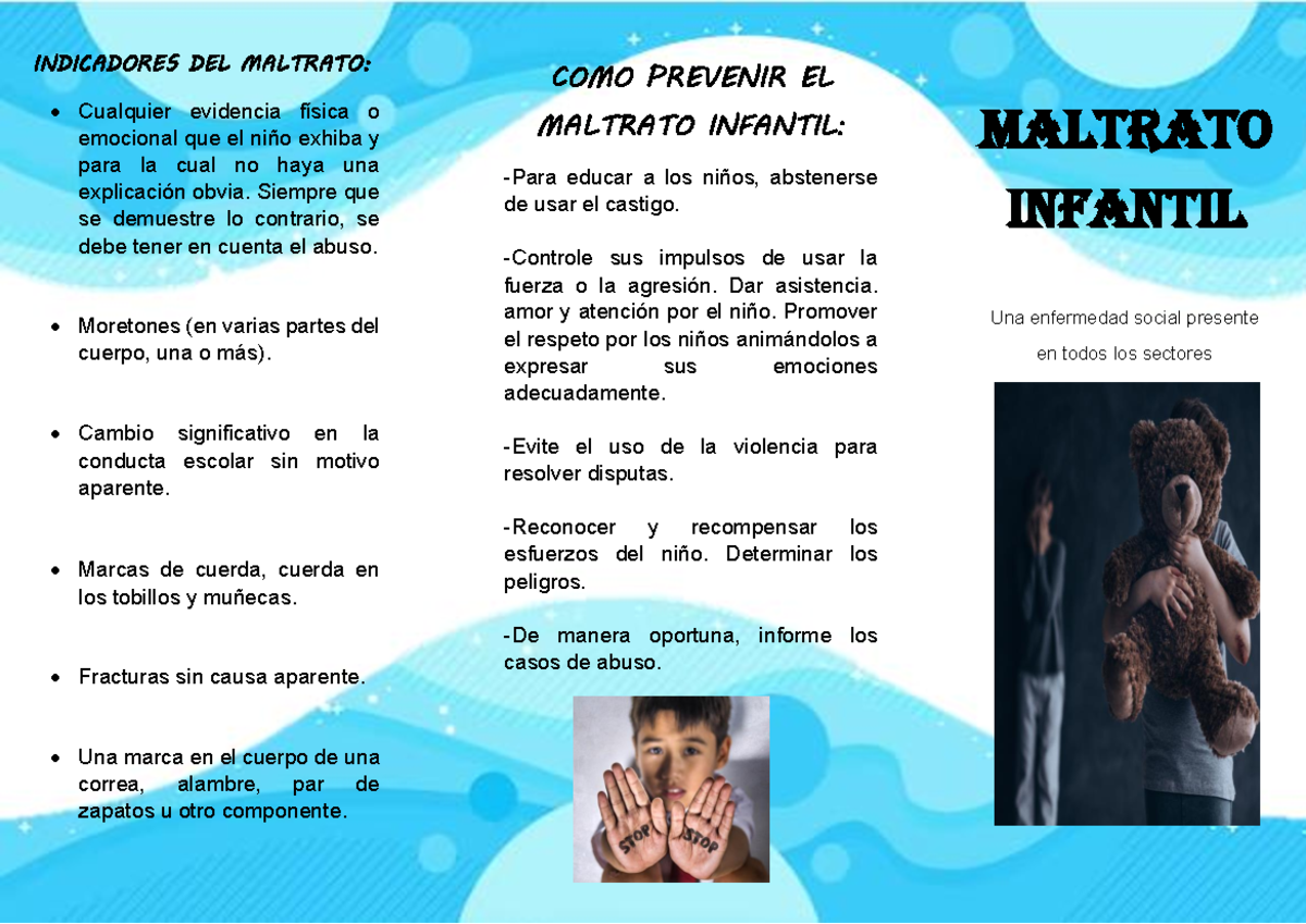 Folleto del maltrato infantil - MALTRATO INFANTIL Una enfermedad social