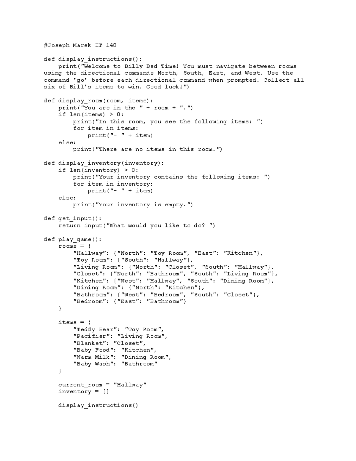 IT 140 p2 - it project two - #Joseph Marek IT 140 def display ...