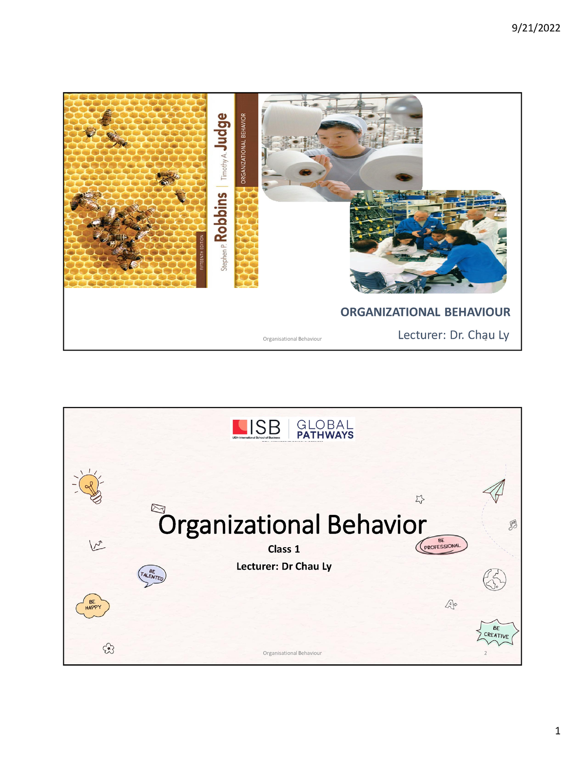 OB T3.22.PWB-1. Session 1 - ORGANIZATIONAL BEHAVIOUR Organisational ...