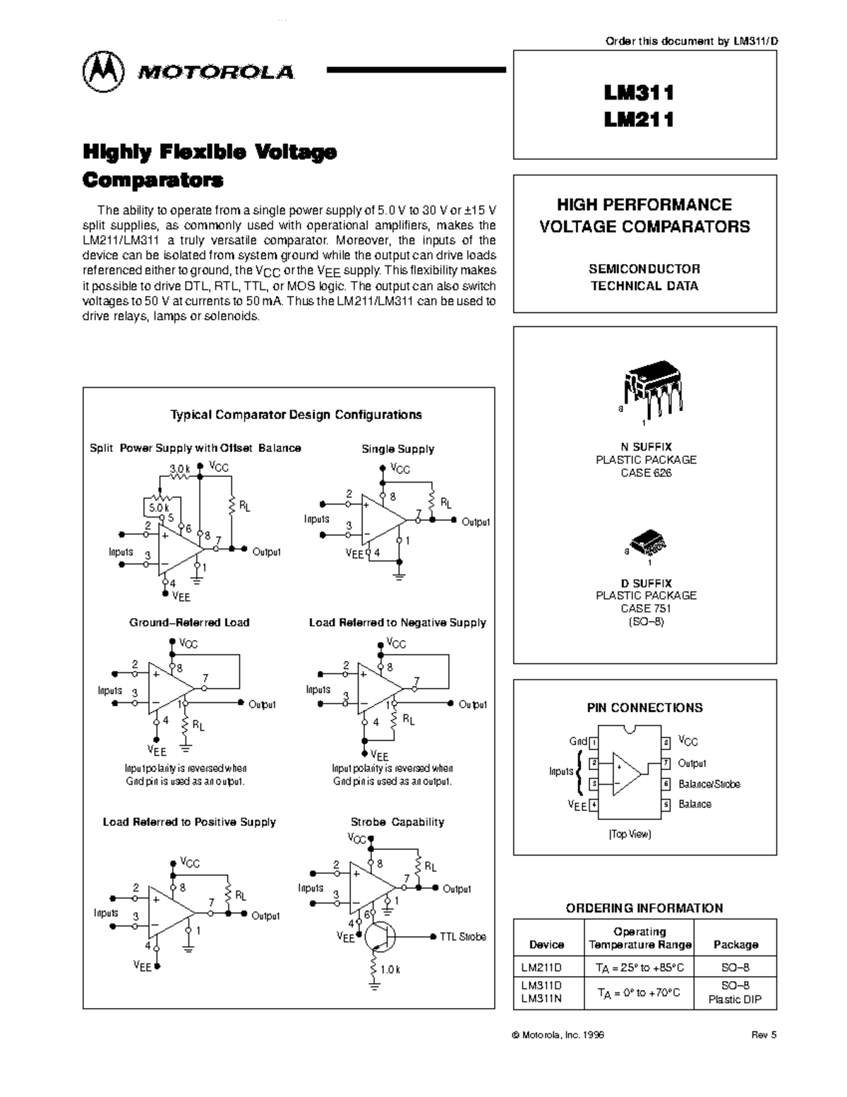 LM311 Motorola - Datasheet circuito - DataSheet4U Order this document ...