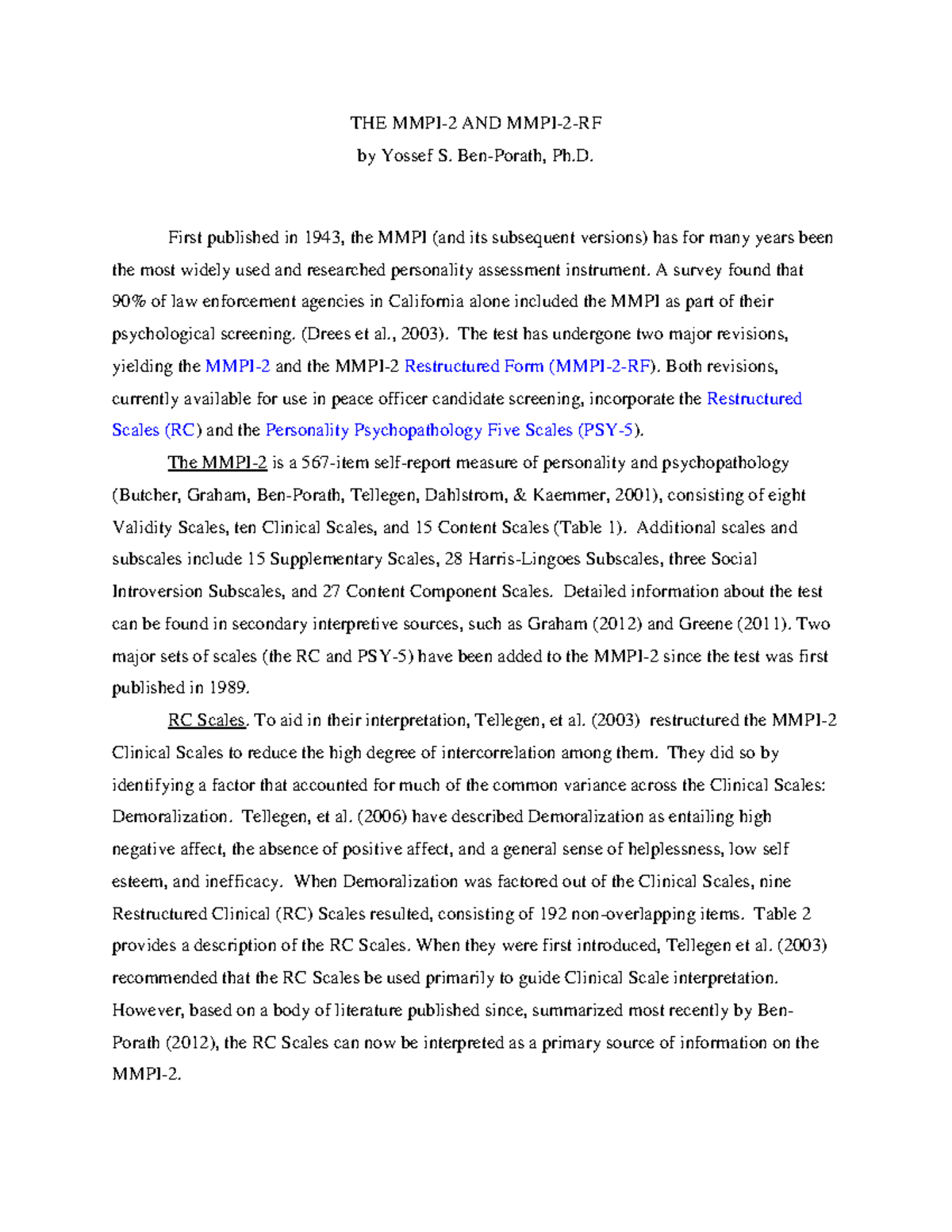 MMPI-2 MMPI-2 RF - manual mmpi 2 e mmpi 2 rf - THE MMPI-2 AND MMPI-2-RF ...