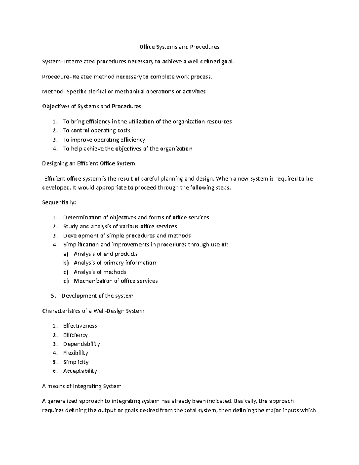 Office Systems Nicole Bao Office Systems and Procedures System