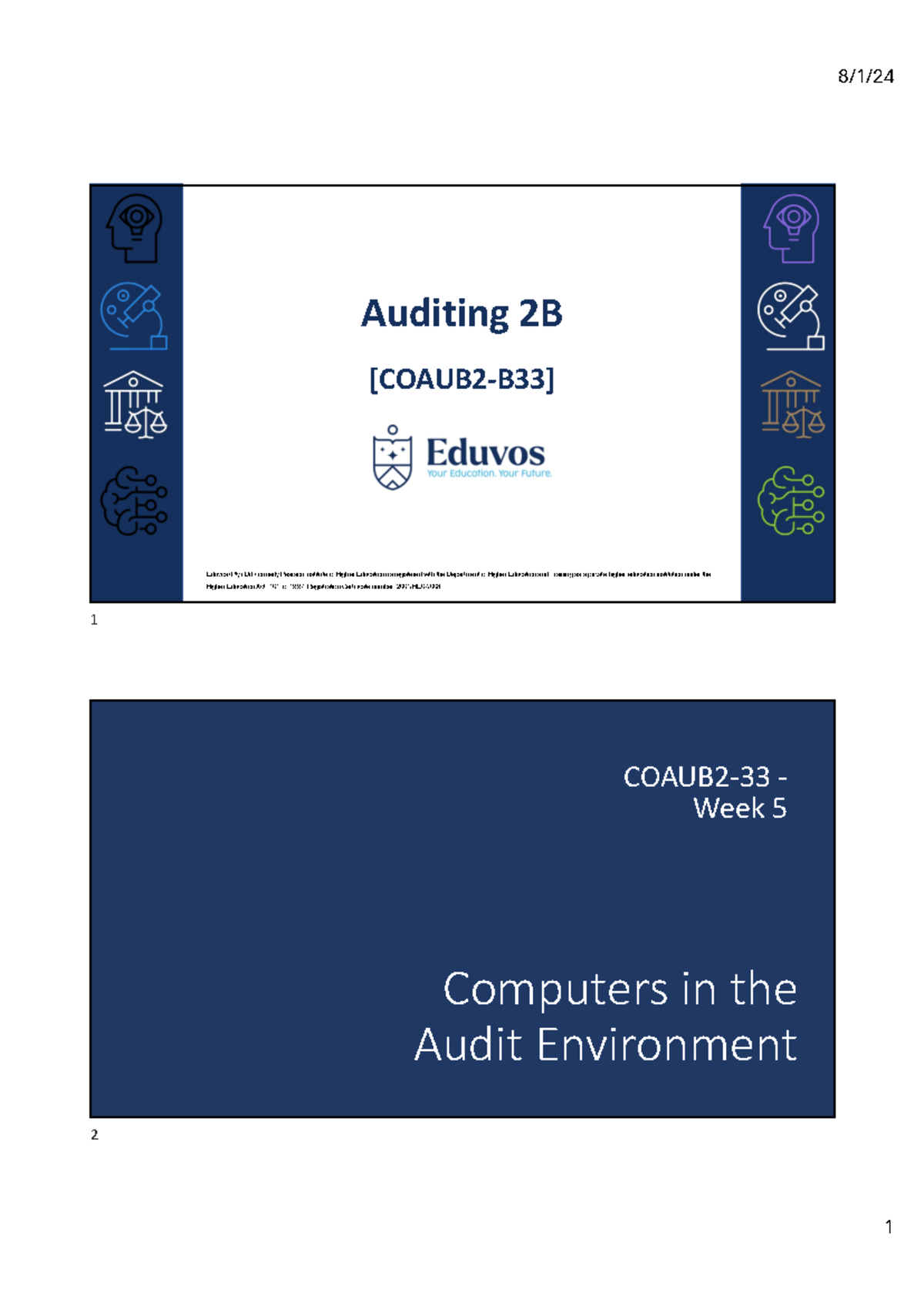 Coaub 2-33 - Week 5 Computers in the Audit Environment - Auditing 2B ...