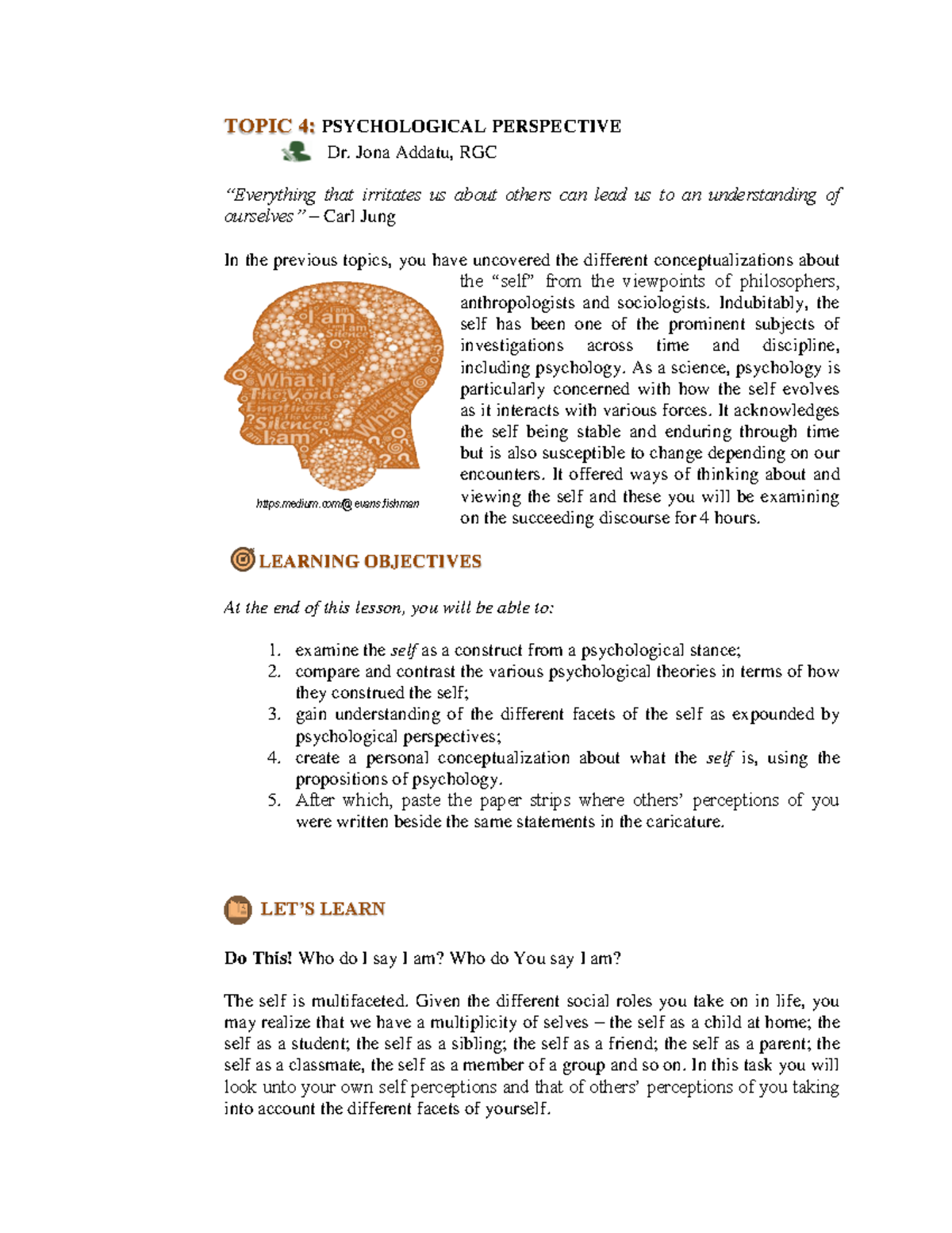 Topic 4- Psychological Perspective - https.medium/@evans TOPIC 4 ...