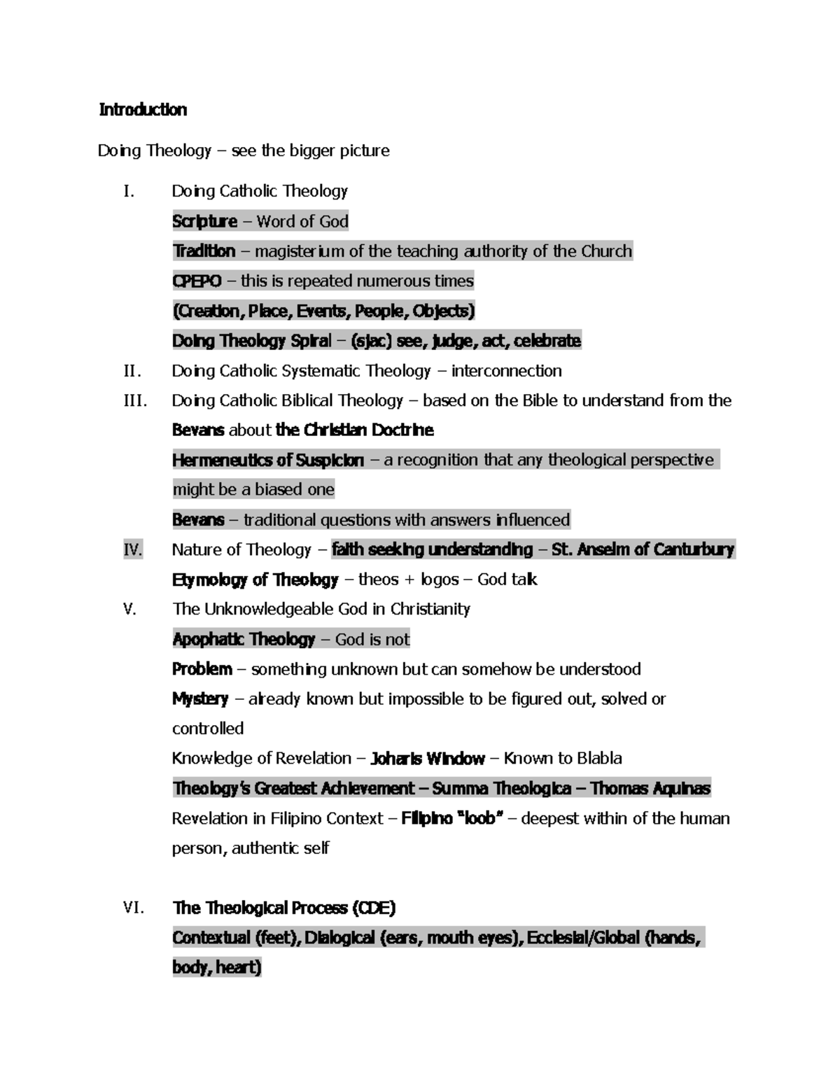 First Long Test Reviewer - Introduction Doing Theology – see the bigger ...