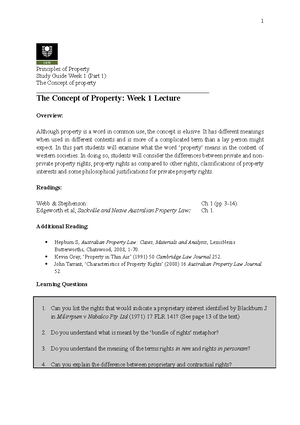 Week 1 Study Guide (Part 2) Title to Land - Principles of Property ...